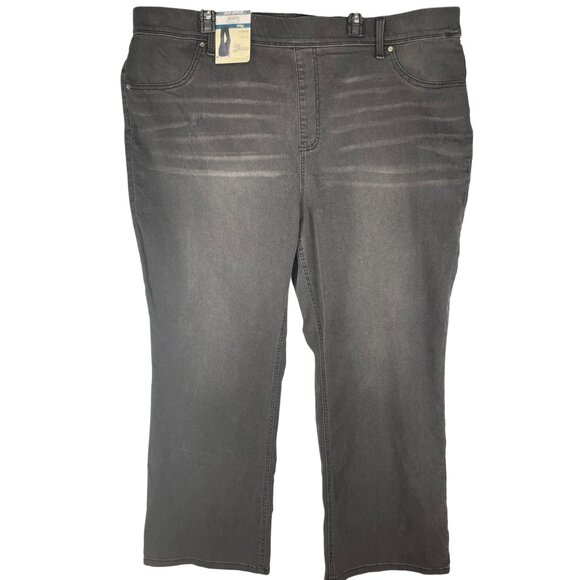 Terra & Sky Womens Plus Size 3X pull on Bootcut High Rise Black Jeans black wash - Picture 1 of 5